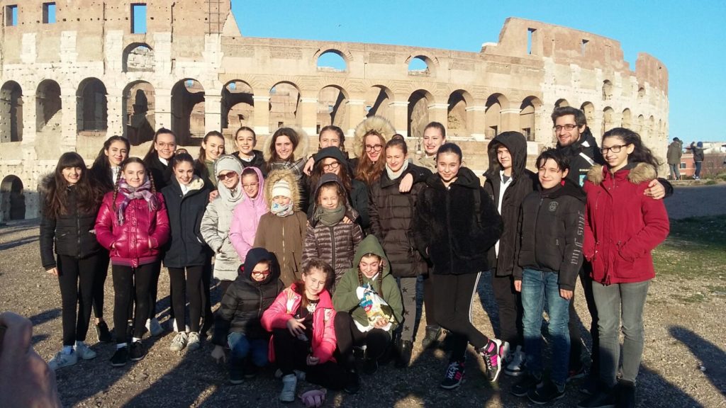 Gli atleti dell'Inline San Marco in visita alla città eterna durante il Trofeo Internazionale Roma 2018