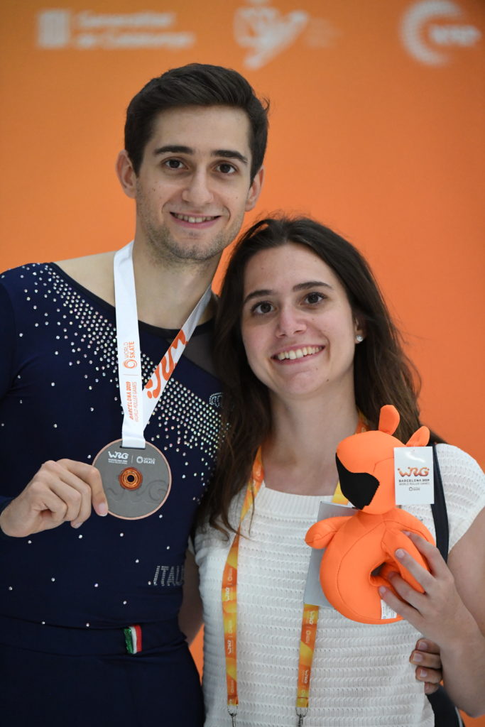 World Roller Games: Antonio con l'allenatrice e sorella Roberta Panfili