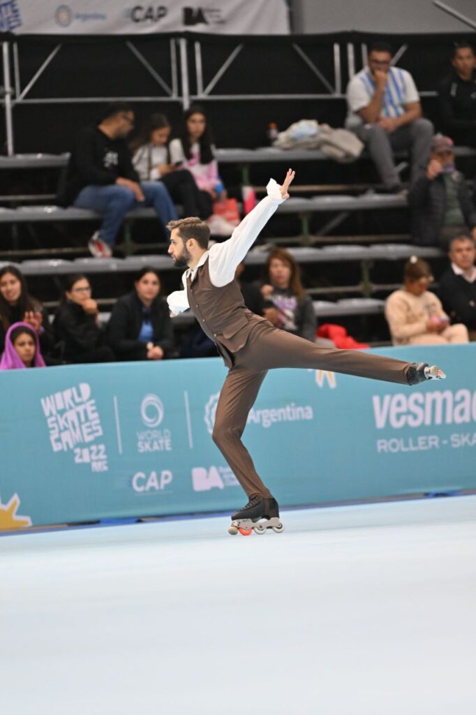 Antonio Panfili durante il Long program ai World Skate Games 2022 (Foto di Raniero Corbelletti)